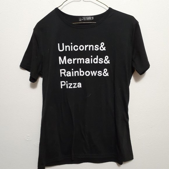 Unicorn Mermaid Rainbow and Pizza XXL Basic Tee - Picture 2 of 4